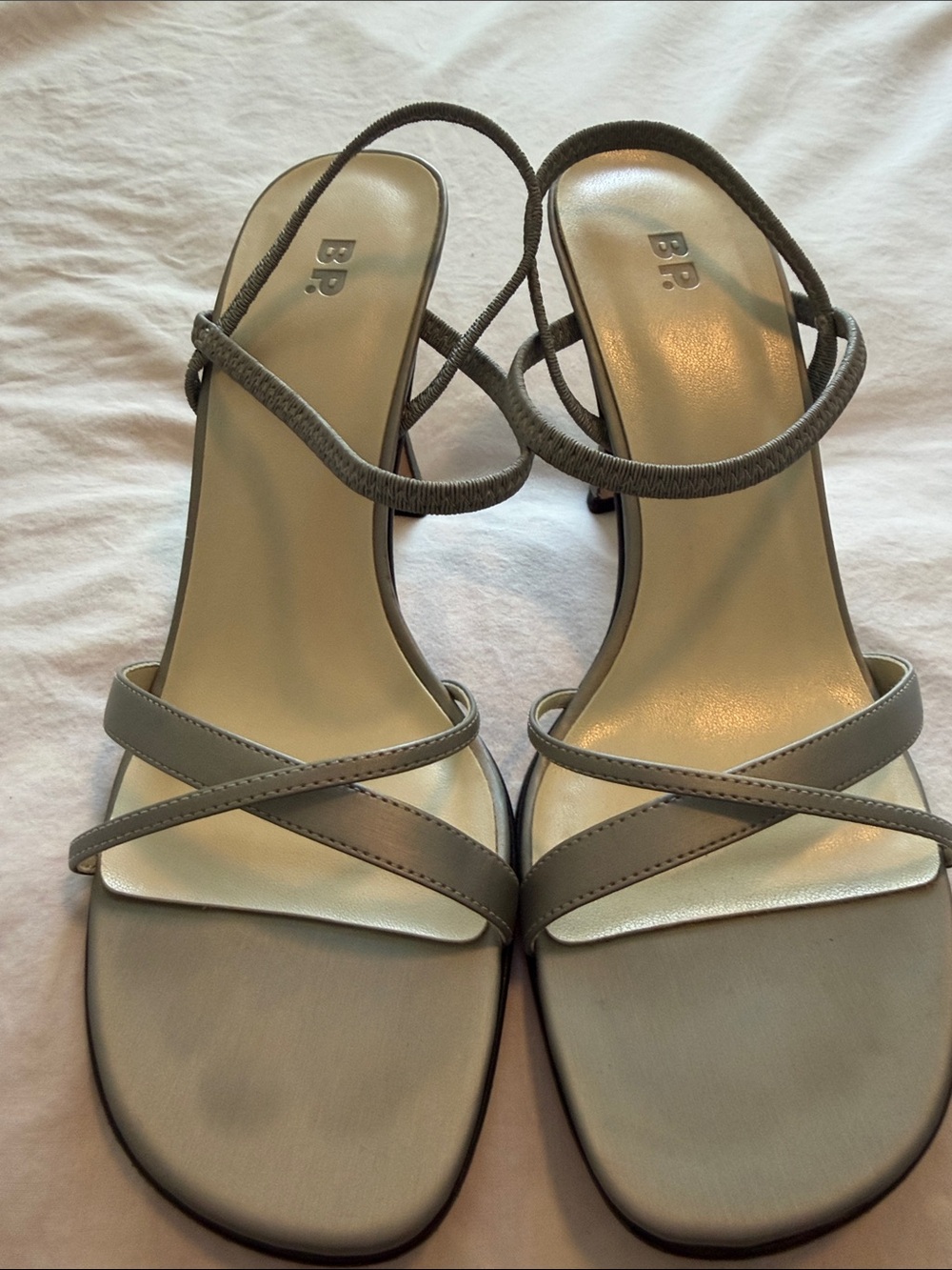 bp Gray Strappy Slingback Heels